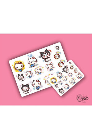 Hello Kitty Sanrio Karışık Sticker Set Etiket 4 Sayfa 70 Etiket