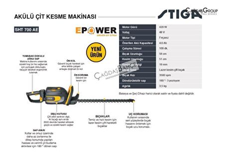 Stiga SHT700 AE Akülü Çit Kesme Makinesi