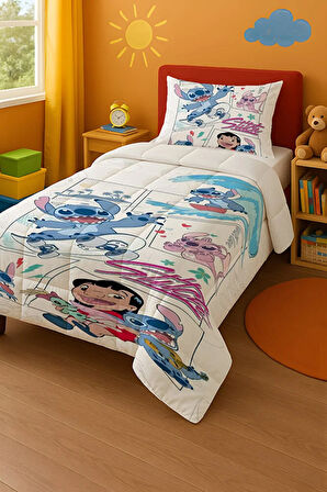 Stitch Tek Kişilik Yorgan ve Yastık Kılıfı