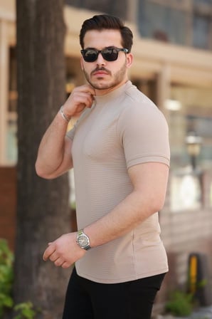 Vexor Erkek Ince çizgi Dokulu Kısa Kollu T-shirt
