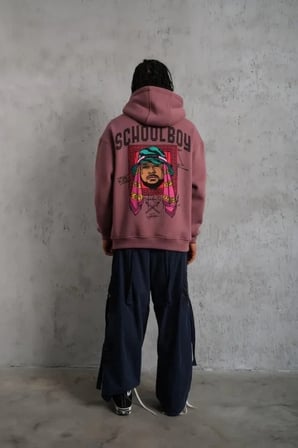 Vexor Erkek SCHOOL BOY Baskılı Kapüşonlu Sweat - Gül Kurusu