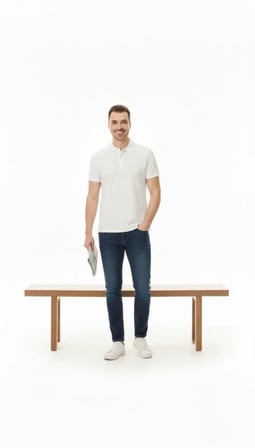 Vexor Erkek Pike Kumaş Düğmeli Yaka Regular Fit Günlük Kısa Kol Tişört T-shirt - Beyaz