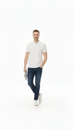 Vexor Erkek Pike Kumaş Düğmeli Yaka Regular Fit Günlük Kısa Kol Tişört T-shirt - Beyaz