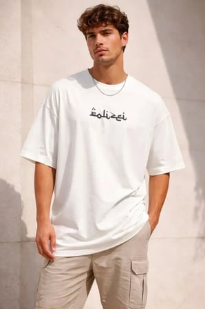 Vexor Erkek Bisiklet Yaka Baskılı Kısa Kollu Tişört Streetwear Günlük Basic Pamuklu T-shirt - Beyaz