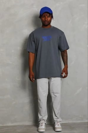 Vexor Erkek Baskılı T-Shirt Kısa Kol Bisiklet Yaka Regular Fit Rahat Kalıp Günlük Tişört - Füme