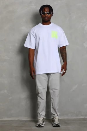 Vexor Erkek Baskılı T-Shirt Kısa Kol Bisiklet Yaka Regular Fit Rahat Kalıp Günlük Tişört - Beyaz