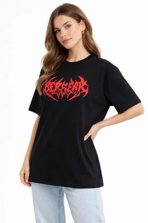 Vexor Baskılı T-Shirt Yazlık Kısa Kol Bisiklet Yaka Rahat Kalıp Tişört - Siyah