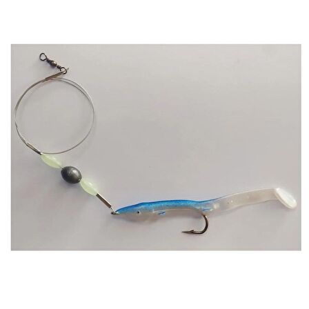 Levrek Lüfer Avcısı (3 ADET) Çelik Telli Silikon Balık Mavi 11 Cm