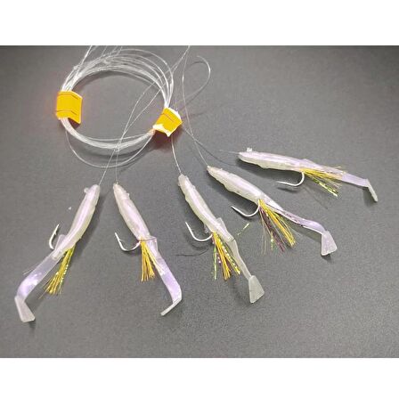 Silikon At Çek Takımı (2 ADET) Silikon Balıklı Çapari 5,5 Cm Şeffaf Karışık