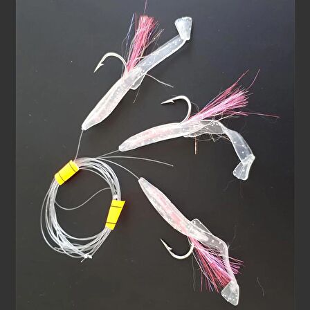 Silikon At Çek Takımı (2 ADET) V8 Silikon Balıklı Çapari 6,5 Cm Şeffaf