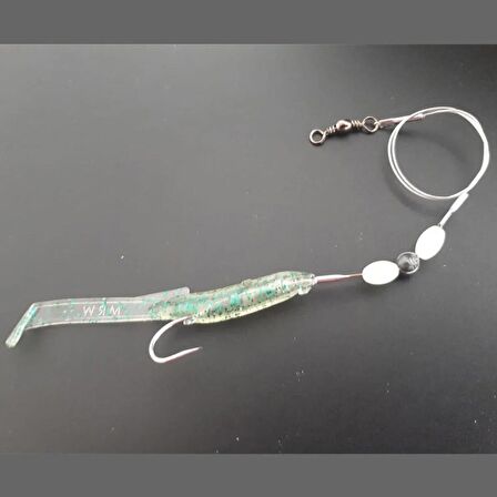 Levrek Lüfer Avcısı Çelik Telli Silikon Balık 6,5 Cm Simli Yeşil (3 AD)