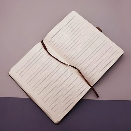 Altın Şeritli Taba Deri Defter - Kahverengi Roller Kalem - Kutulu Özel Hediye Seti
