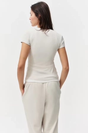 USLUCAN ALIŞVERİŞ Kadın Bisiklet Yaka Regular Kalıp T-shirt Antrasit