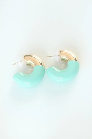 USLUCAN ALIŞVERİŞ CCB Turkuaz Gold Çift Renk Küpe