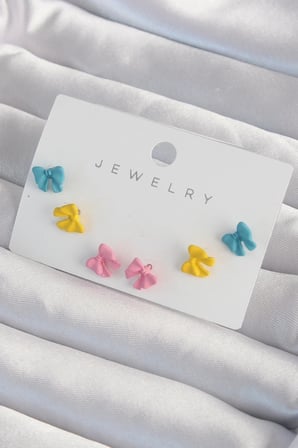 USLUCAN ALIŞVERİŞ Pirinç Rengarenk Mineli Minimal Fiyonk Küpe Seti