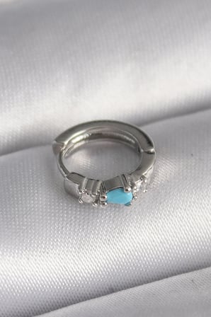 USLUCAN ALIŞVERİŞ 316L Çelik Gümüş Renk Zirkon Taşlı Mavi Boncuk Detay Tragus Piercing