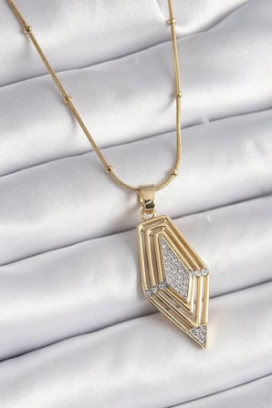 316L Çelik Gold Renk Zirkon Taşlı Vintage Model Kadın Kolye