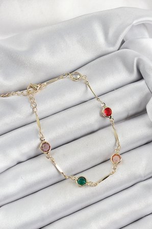 USLUCAN ALIŞVERİŞ Pirinç Asorti Model Gold Renk Zirkon Taşlı Kadın Bileklik