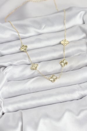 USLUCAN ALIŞVERİŞ Pirinç Gold Renk Yonca Kadın Kolye