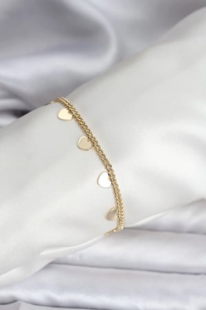USLUCAN ALIŞVERİŞ 14K Gold Renk Kaplama Kalpli Model CM Kadın Bileklik