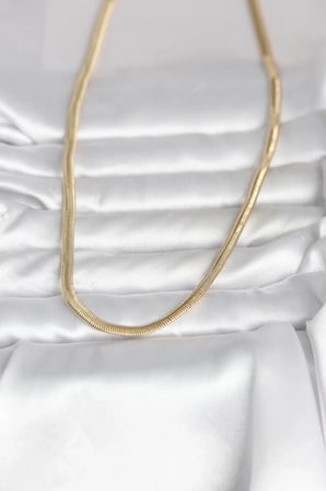CM 14K Gold Renk Yassı Yılan Zincir Model 45 cm Kadın Kolye