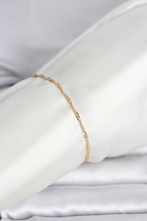 USLUCAN ALIŞVERİŞ CM 14K Gold Renk Ezme Burgu Zincir Model Kadın Bileklik