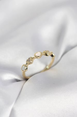 USLUCAN ALIŞVERİŞ Gold Renk Minimal Kalp Model Zirkon Taşlı Pirinç Kadın Yüzük