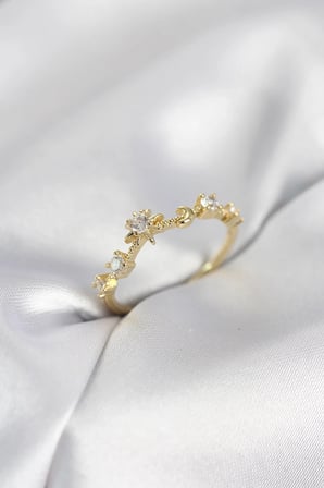 USLUCAN ALIŞVERİŞ Gold Renk Gece Temalı Zirkon Taşlı Kadın Yüzük