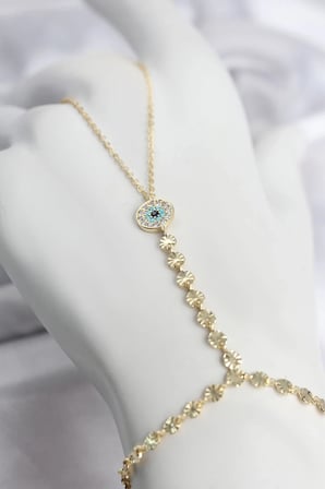 Gold Renk Pirinç Zirkon Taşlı Nazar Model Şahmeran