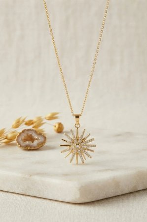 316L Çelik Zincir Gold Renk Zirkon Taşlı Kutup Yıldızı Model Kolye