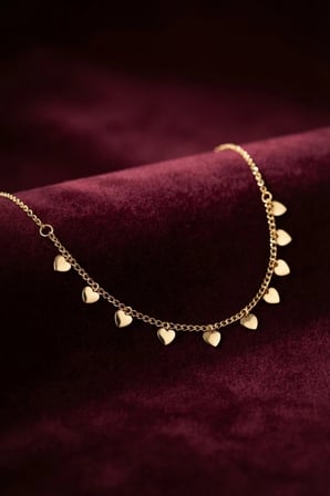Gold Pirinç Kalp Model Kadın Kolye