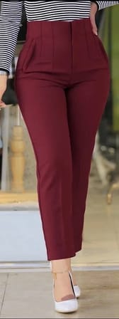 Kadın üste Oturan Paçası Bilek üzerinde Biten Atlas Kumaş Pantolon 36 (S) - 48 (4XL)