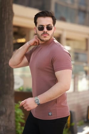 Erkek Yarım Balıkçı Yaka Kısa Kollu T-shirt