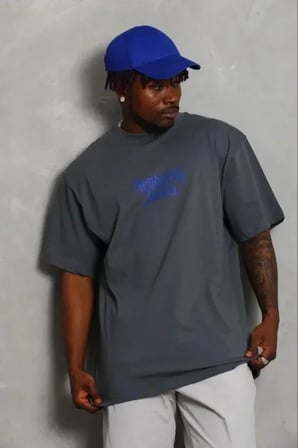 USLUCAN ALIŞVERİŞ Erkek Baskılı T-Shirt Kısa Kol Bisiklet Yaka Regular Fit Rahat Kalıp Günlük Tişört - Füme