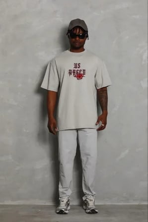 USLUCAN ALIŞVERİŞ Erkek Baskılı T-Shirt Kısa Kol Bisiklet Yaka Regular Fit Rahat Kalıp Günlük Tişört - Gri