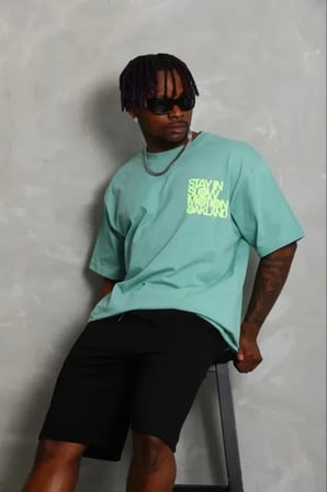 USLUCAN ALIŞVERİŞ Erkek Baskılı T-Shirt Kısa Kol Bisiklet Yaka Regular Fit Rahat Kalıp Günlük Tişört - Mint Yeşili