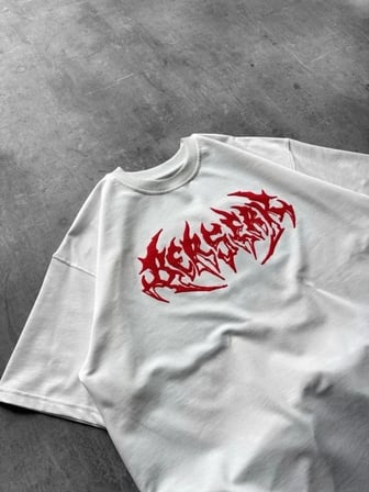 USLUCAN ALIŞVERİŞ Erkek Baskılı T-Shirt Yazlık Kısa Kol Bisiklet Yaka Rahat Kalıp Tişört - Beyaz