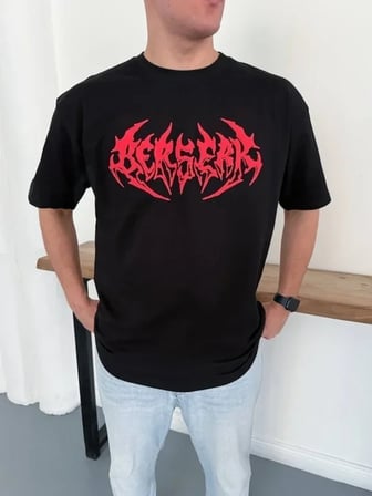 USLUCAN ALIŞVERİŞ Erkek Baskılı T-Shirt Yazlık Kısa Kol Bisiklet Yaka Rahat Kalıp Tişört - Siyah