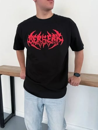 USLUCAN ALIŞVERİŞ Erkek Baskılı T-Shirt Yazlık Kısa Kol Bisiklet Yaka Rahat Kalıp Tişört - Siyah
