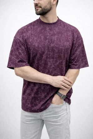 USLUCAN ALIŞVERİŞ Erkek Premium Tişört OSY Yumuşak Dokulu Yıkamalı Oversize T-Shirt - Bordo