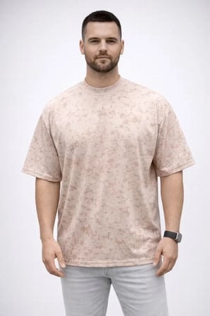 USLUCAN ALIŞVERİŞ Erkek Premium Tişört OSY Yumuşak Dokulu Yıkamalı Oversize T-Shirt - Bej