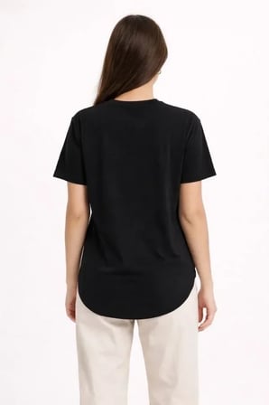 USLUCAN ALIŞVERİŞ Basic T-Shirt Kısa Kol Bisiklet Yaka Oval Kesim Tişört - Siyah