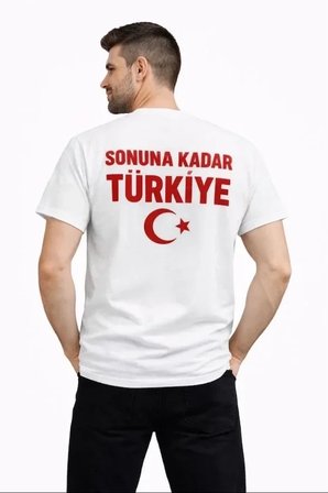 USLUCAN ALIŞVERİŞ Erkek TÜRKİYE Ay Yıldız Baskılı Taraftar Forma T-Shirt - Beyaz