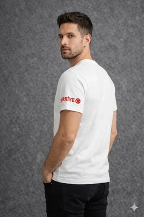 USLUCAN ALIŞVERİŞ Erkek TÜRKİYE Ay Yıldız Baskılı 10 Numara Forma Tişört Taraftar T-Shirt - Beyaz