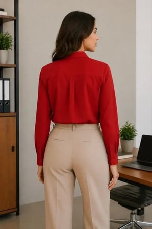 USLUCAN ALIŞVERİŞ Uzun Kol Gömlek Düğmeli Klasik Yaka Günlük Ve Ofis Şıklığına Uygun - Kırmızı