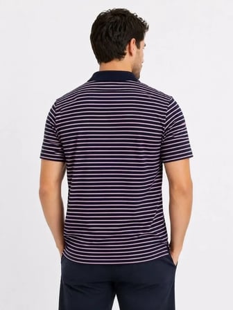 Erkek Pike Kumaş Gül Kurusu Çizgili Polo Yaka Tişört Kısa Kol T-Shirt - Siyah