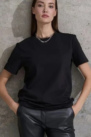 Unisex Kısa Kollu Bisiklet Yaka Basic Viskon Bluz