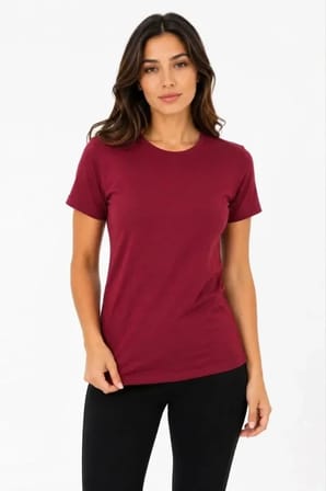 Basic Tişört Bisiklet Yaka Kısa Kol Günlük Yazlık Slim Fit T-Shirt - Bordo
