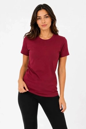 Basic Tişört Bisiklet Yaka Kısa Kol Günlük Yazlık Slim Fit T-Shirt - Bordo