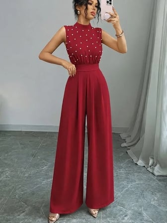 Kadın Balıkçı Yaka Kolsuz Incili Beli Kuşaklı Uzun Janjan Tulum